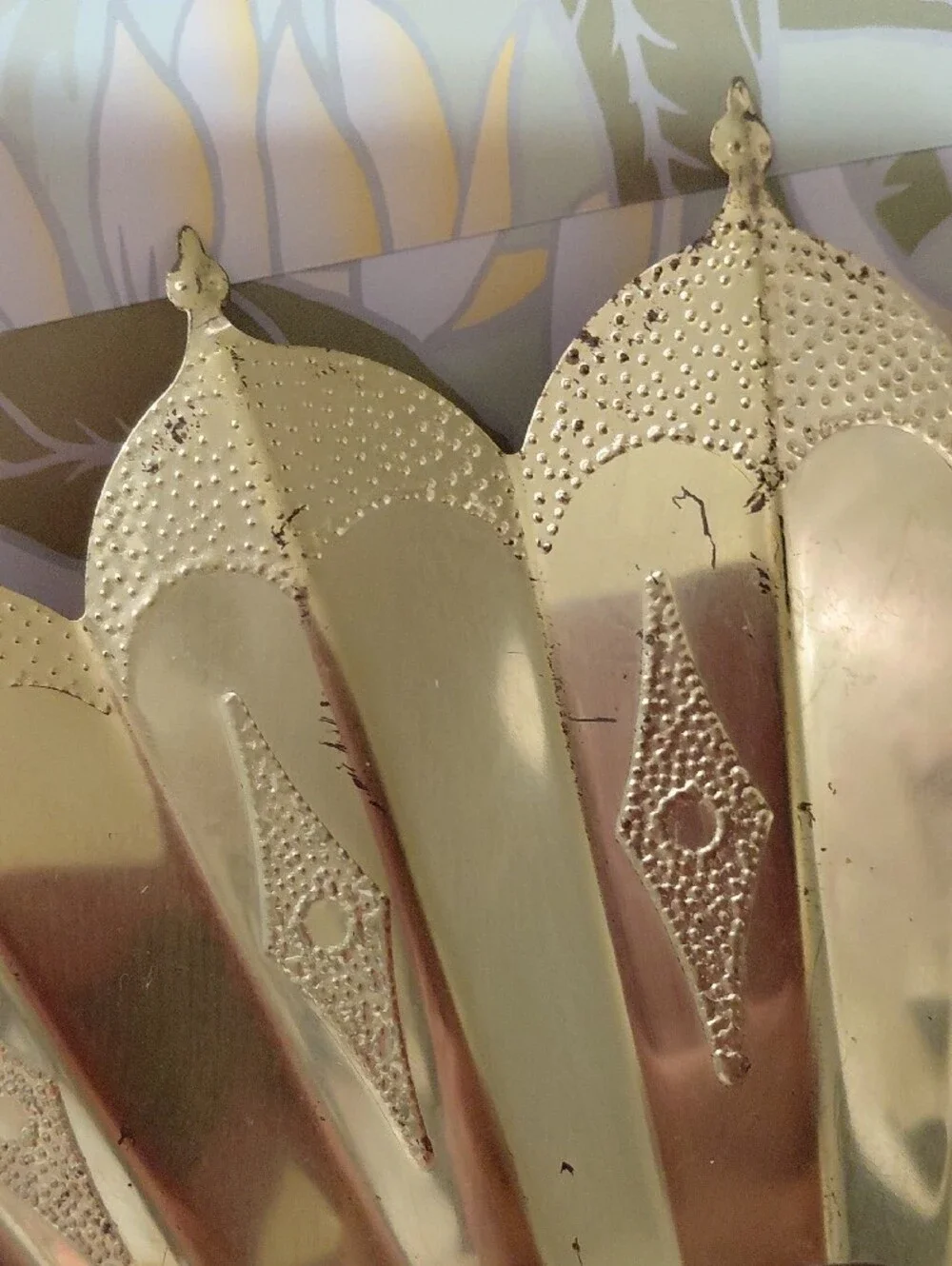 Homco Gold Metal Fan Wall Decor - Set of Four Ornate Fans